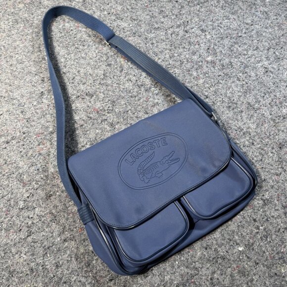 Lacoste Messenger Crossbody Sling BagBlueFlap Satchel Made in France